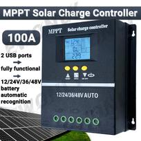 100A MPPT saulės įkrovimo valdiklis 12V 24V 36V 48V LCD ekranas Baterijos išmanusis reguliatorius Maks. 100V įėjimas Dvigubas USB švino-rūgštinėms/ličio baterijoms