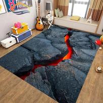 3D Volcano Lava Magma Area Rug Large Carpet for Living Room Bedroom Sofa Doormat Decoration,Kid Game Play Non-slip Floor Mat 40cm x 60cm gray