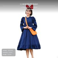 Kiki Cosplay Suknelė, Raganaus Kostiumas, Helovino Anime Apranga Moterims M Suknelės Rinkinys L Dress+Cat gray