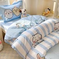 Anime Kawaii Chiikawa Usagi Studentų Bendrabutis 100% Medvilnė Lovos Reikmenys Grynos Medvilnės Antklodės Užvalkalas Paklodės Miegamojo Keturių Dalių Rinkinys 140*200cm/55x79in Single/Twin 3pcs gray