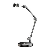 360° besisukantis teleskopinis telefono stovas, reguliuojamo aukščio stalo telefono laikiklis, telefono priedai phone clip gray