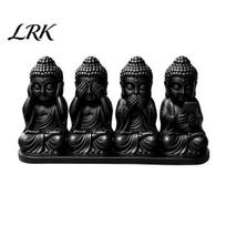 Meditation Room Accessories 4-in-1 Mini Buddha Statue, See Hear Speak No Evil And Phone, 3D Printed Minimalist Home Accents Zen Monk Feng Shui juoda