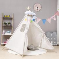 Nešiojama indiška vaikiška palapinė vaikams medvilninė palapinė „Tipi Teepee“ vaikų palapinė Vaikų namas vidaus žaidimų namelis 1,1 / 1,35 / 1,6 / 1,8 mln. 1.1m white