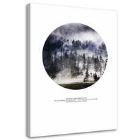 Canvas print, Forest in the mist 40x60 juoda/balta