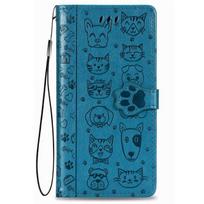 Cat Dog Flip odinis dėklas, skirtas Samsung Galaxy S22 Ultra Plus S21 S20 Fe M11 M12 M21s M23 M31 M31s M33 M52 M53 5g telefono kortelės dangtelis For S22 mėlyna
