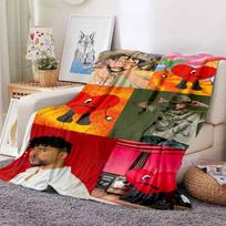 Animacinis Bad Bunny pledas Flaneneliniai pledai Populiarios Lotynų muzikos šilti pliušiniai vilnos pledai suaugusiems Sofos patalynė Visų sezonų 100x150cm