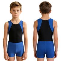 Vaikams Berniukams Berankovis Unitard Kombinezonas su Šortais Gimnastikos Treniruočių Biketard Triko 15-16 Years mėlyna