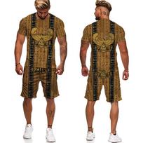 Senovės Horas Egipto dievas Egipto akis Faraonas 3D spausdinimas Vyriški marškinėliai/šortai/Kostiumai Hiphopo gatvės apranga Unisex 2 dalių rinkiniai M black