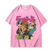 Madingi grupės Gorillaz atspaudais marškinėliai unisex moterims gatvės mados dideli marškinėliai gotikinio hiphopo marškinėliai trumpomis rankovėmis S pink