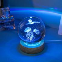 Crystal Ball naktiniai šviestuvai USB 3D atmosferos lempa Švytinti jūros medūza Stalo Naktinė lempa Stalo dekoracijos Vaikų dovanos Naktinė lempa Warm Light Base