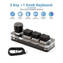 Macropad Makro Mechaninė Klaviatūra RGB Mini Žaidimų Pritaikoma Programuojama Rankenėlė Klavišiniai Raudonas Jungiklis 3 Klavišai Photoshop juoda