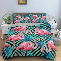 Flamingo patalynės komplektas miegamajam, antklodės užvalkalas su gyvūnais, antklodės užvalkalai, viengulis, dvigulis, karališkas dydis, su užvalkalu pagalvei 70x133cm 2pcs