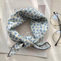 Šilkinė skarelė Maža kvadratinė skarelė Moteriška medvilninė ir lininė skarelė Gaivi smulki gėlėta Šifruota Dekoratyvinė Retro galvos juosta Išskirtinė 53 gray