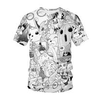 Digimon Fashion Cute Pet 3D Digital Printed Men's Casual T-shirt 140 white