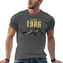 Naujas 1986 m. Ayrton Senna F1 marškinėlis Vasariniai viršutiniai drabužiai Individualūs marškinėliai Sukurkite savo dizainą Naujas leidimas Marškinėlis Mieli viršutiniai drabužiai Vyriški marškinėliai Marškinėlis L black