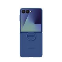 Originalus Samsung Galaxy Z Flip7 silikoninis dėklas su žiedu, švelnus apsauginis galinis dangtelis Galaxy Z Flip 7, smūgiams atsparus dėklas mėlyna