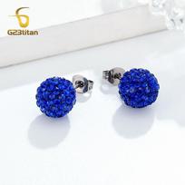 Spalvos Krištolo Karoliukai Polimerinio Molio Auskarai G23 Titano Auskarų Stud Micro Pave Cirkonio Akmenukai Disko Kamuolys Hipoalerginis Auskarų Vėrimas Cirkonis 10mm blue