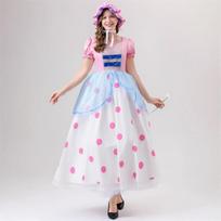Helovino Vaikų Suaugusiųjų Piemenaitės Žaislų Istorija Cosplay Kostiumas Rožinė Taškuota Suknelė XL white