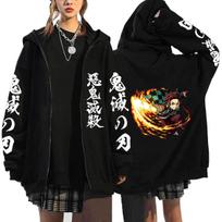 Anime demonų žudikas Kamado Nezuko ir Kamado Tanjirou su spausdintu gobtuvu Vyriški Moteriški megztiniai Harajuku megztiniai Vyriški striukė su užtrauktuku 4XL black