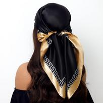 Madingas kvadratinis šilkinis skara moterims galvos juosta 90*90cm Spausdinta kaklo skara Biuro plaukų juosta Rankinė skarelė Moteriška bandana Galvos apdangalas 90X90CM black