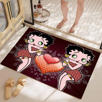 Mielas B-Betty Boop vonios kilimėlis Retro Daugybė pasirinkimų Svetainės virtuvės kilimas Neslystantys naktinio staliuko kilimėliai 40x60 cm white