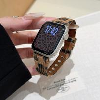Prabangus leopardo rašto dirželis Apple Watch juostai 46mm 41 38 40 44 42 45 49 mm Moteriški apyrankės iWatch Series 11 10 9 8 7 6 5 SE Ultra 2/3 Series11/10 42mm brown