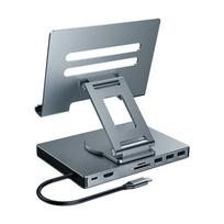 Sulankstomas USB C adapterio stovas su PD100W įkrovimu 1000Mbps Ethernet Reguliuojamas aukštis Šilumos išsklaidymas Aliuminio lydinys gray