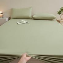 Naujas vienspalvis medvilninis paklodis su gumyte, vieno gabalo, studentų bendrabučiams, tinkamas visiems sezonams, skalbiamas paklodis su gumyte, pilnai apgaubiantis 90 * 200 + 20cm single bed hat beige