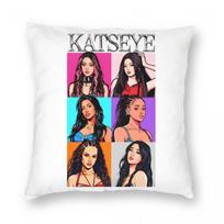 KATSEYE Kpop Y2K Group Pillowcase Soft Polyester Cushion Cover Decor Pillow Case Cover Home Zipper 45*45cm 12x12Inch black