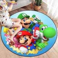 Animacinių filmų Mario brolių apvalūs kilimai svetainei, minkšti flaneliniai grindų kilimėliai, miegamojo kilimėlis vaikams, virtuvės kilimas 60cm