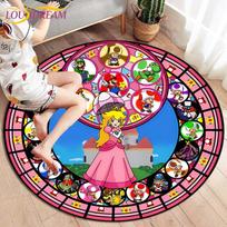 Animacinių filmų Mario brolių apvalūs kilimai svetainei, minkšti flaneliniai grindų kilimėliai, miegamojo kilimėlis vaikams, virtuvės kilimas 80cm