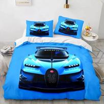 Sportinio automobilio patalynės komplektas miegamajam Minkšti modernūs pledai Patogus vaikiškas antklodės užvalkalas Užvalkalas ir pagalvės užvalkalas 70x133cm 3pcs blue