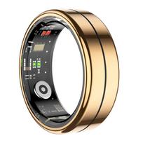Išmanusis žiedas Širdies ritmo, kraujo deguonies, kraujospūdžio matuokliai, vyrai, moterys, fitneso stebėjimo priemonė, sportinis IP68 atsparus vandeniui Bluetooth žiedas Size 7 (17.5mm) auksas