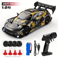 RC drift car 1:24 mastelio mini drift RC automobilis 2,4 GHz nuotolinio valdymo automobilis, greitis 20+ km/h RC automobiliai Drift automobilis su drift padangomis, kliūtimis ir šviesomis 8606 juoda