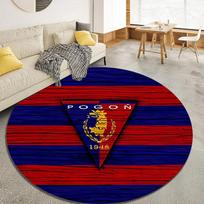 Mks Pogoń Szczecin Šaunus apvalus kilimas, Kilimas svetainei, miegamajam, sofai, žaidimų kambariui dekoruoti, Neslystantis grindų kilimėlis Q0026 80cmx80cm blue