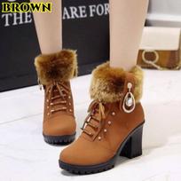 Women's Winter Fur Snow Boots Warm Cotton Padded Non-slip Hiking Design Cold-proof Outdoor Footwear 35 ruda