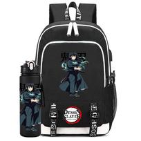 2 vnt./rinkinys Anime Demon Slayer spausdintas kuprinė didelės talpos vandeniui atsparus mokyklinė kuprinė su 750 ml vandens buteliuku nešiojamam kompiuteriui studentui berniukui mergaitei mokyklinė kuprinė dovana