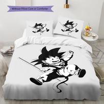 Mielas animacinis Son Goku rašto patalynės komplektas, antklodės komplektas, antklodės užvalkalas, pagalvės užvalkalas, namų gimtadienio dovana (1 * antklodės užvalkalas + 2 * pagalvės užvalkalai, be šerdies) 135x200cm white