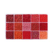 15 Colors Glass Beads Set for Bracelet Making Tube Kit Spacer Handcrafted DIY Craft Red