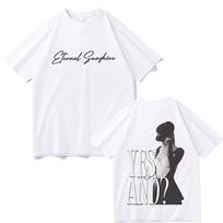 Ariana Grande Taip ir Dvipusiai Spausdinti Marškinėliai Unisex Atsitiktiniai Mados Per dideli Marškinėliai Vyrams Moterims Hip Hop Roko Trumpomis Rankovėmis M white