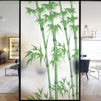 Kinų stiliaus bambuko vitražinės plėvelės Privatumo langų plėvelė   Statiškai prilimpantys namų dekoratyviniai matiniai langų lipdukai 45x90cm