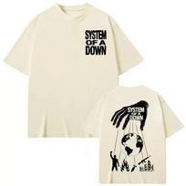 System of A Down Dvipusiai spausdinti marškinėliai Vyrams Moterims Apranga Roko mados marškinėliai Aukštos kokybės medvilninis trumpomis rankovėmis marškinėlis L white