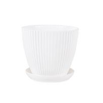 Flower Pot Round Planters Succulents Plant Pot with Tray Office Desktop Balcony Home Garden Decoration Outdoor Potted 5 Sizes XXL 19x16cm balta