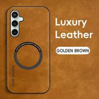 Odinis magnetinis dėklas, skirtas Samsung Galaxy S25 S24 S23 S 25 24 Ultra Plus S24 FE, Magsafe belaidžiam įkrovimui, atsparus smūgiams galinis dangtelis For Galaxy S25 Ultra brown