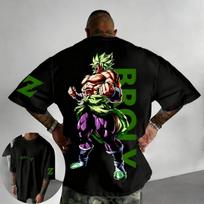 2026 Summer Men Gym Dragon Ball TShirt 100 Cotton Oversized Vintage Print Unisex Family Matching Retro Streetwear L black