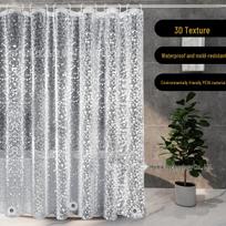 PEVA Vandeniui atspari 3D Vonios Durų Užuolaida - Skaidri ir Montuojama Be Gręžimo Single Curtain 80x180 cm + Hooks