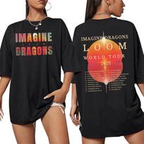 Imagine Dragons Loom Tour 2026 Moteriški Vyriški Vasariniai Marškinėliai Per dydį Marškiniai Mergaičių Mada Y2K Moteriški Medvilniniai Marškinėliai Gatvės Stilius S brown