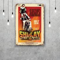 Sholay filmo dekoras Plakatas Vintažinis skardinis ženklas Metalo ženklas Dekoratyvinė plokštelė Pub Baro Vyro urvo Klubo Sienų dekoravimui 30x40cm(11.8x15.7inch) orange
