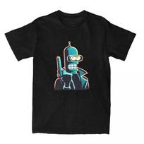 Bender Futuramas Tshirts for Men Women Cotton Clothing Casual Oneck Short Sleeve Fit Sweatshirt for Daily Wear Social Club 4XL black