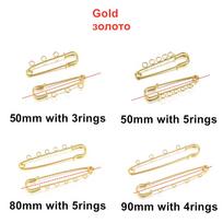 5/10Pcs 50 80 90mm Safety Pins Brooch Blank Base Brooch Pins Pins 3/5 Rings Jewelry Pin for Jewelry Making Supplies Accessories 50mm-3rings x 5Pcs auksas